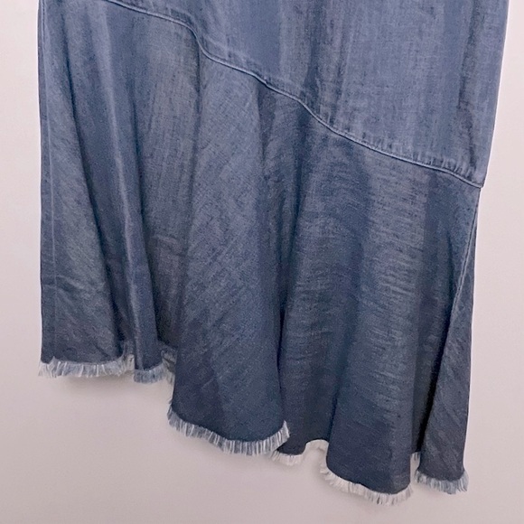 Cloth & Stone Tencel Denim Drop Waist Asymmetrical Sleeveless Shift Dress - Picture 4 of 11